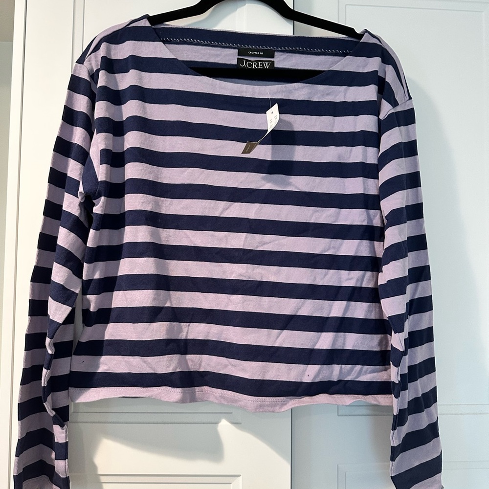 J. Crew Blue and Pink Long Sleeve Boxy Sweatshirt